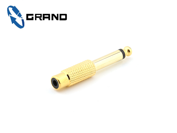 GLD1105 6.35单声道公转莲花母 金属镀金插头
